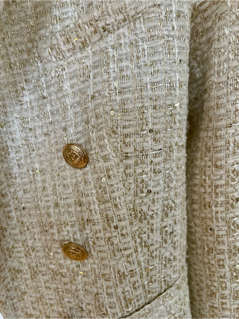 ’Agence Brooke Ivory Metallic Tweed Double Breasted Blazer 4 - Picture 8 of 9